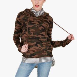 Nili Lotan Janie Hoodie Size XS Distressed Brown Camo Print $277 NWT Pullover Po